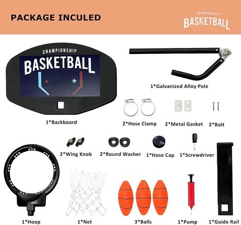 Universal Adjustable Trampoline Basketball Hoop Set, with 3 Mini Balls and Air Pump, Fits All Trampoline Models, Trampoline Accessories of All Ages, Height and Angle Adjustable in Saudi Arabia