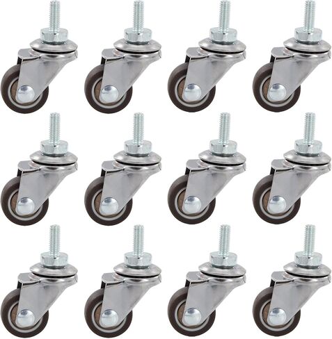12 Pcs 1 Inch Small Caster Wheels for Furniture, Swivel Caster Wheel, M6x 15mm mini Screw on Wheels Total Capacity 90 Lbs for Furniture, Carts(Soft Rubber TPE) in Saudi Arabia