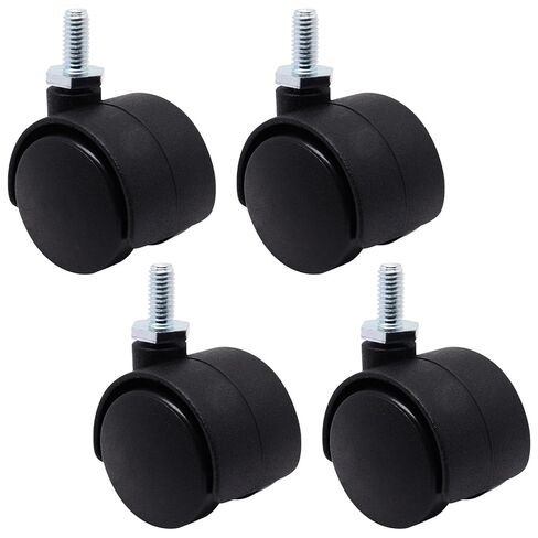 1 Inch Stem Swivel Casters Set of 4, M6 Threaded Stem Swivel Caster Wheels, 360° Rotation Heavy Duty Replacement Castors for Furniture Table Drawer Cabinet Plant Shelf Chair Wheels (Black) in Kuwait