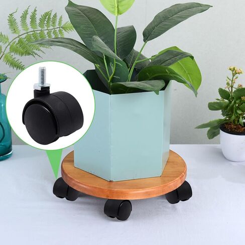 1 Inch Stem Swivel Casters Set of 4, M6 Threaded Stem Swivel Caster Wheels, 360° Rotation Heavy Duty Replacement Castors for Furniture Table Drawer Cabinet Plant Shelf Chair Wheels (Black) in Kuwait