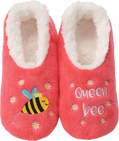 Snoozies Women's Slipper Socks Simply Pairables | Cozy Foldable Slippers for Women Travel, Indoors, Gifts, and More | Bearly Awake - Medium in Saudi Arabia