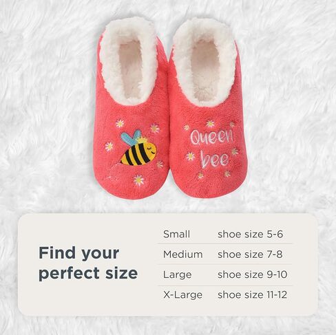 Snoozies Women's Slipper Socks Simply Pairables | Cozy Foldable Slippers for Women Travel, Indoors, Gifts, and More | Bearly Awake - Medium in Saudi Arabia