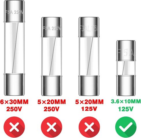 2.5A 125V Glass Fan Fuse FUSE عيد الميلاد ضوء عيد الميلاد 3.6x10 مم 2.5 أمبير 125 فولت 0.14x0.39 بوصة الصمامات المصغرة سريعة الانفجار 2.5 amp 125volt F2.5AL125V الانصهار لقابس المروحة (حزمة 50 pcs) in Saudi Arabia
