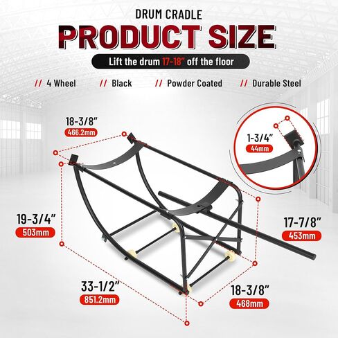 Kuafu 55 جالون طبل مهد 600 رطل الطبول Dolly Cart Drumping Stand Black 4 Wheel Powder Steel in Saudi Arabia