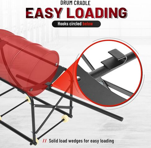 Kuafu 55 جالون طبل مهد 600 رطل الطبول Dolly Cart Drumping Stand Black 4 Wheel Powder Steel in Saudi Arabia