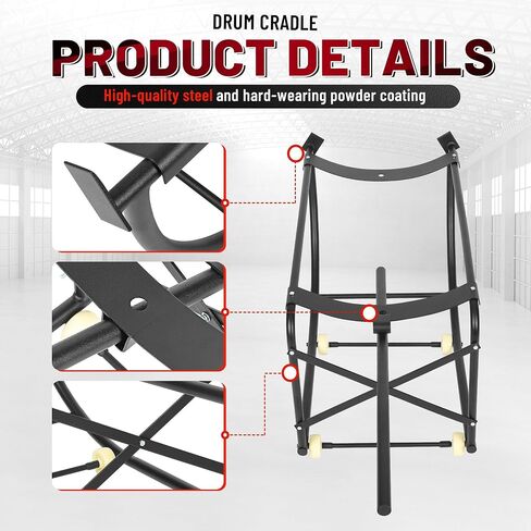 Kuafu 55 جالون طبل مهد 600 رطل الطبول Dolly Cart Drumping Stand Black 4 Wheel Powder Steel in Saudi Arabia