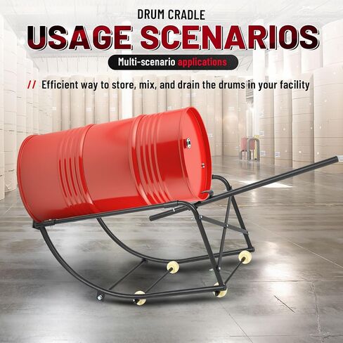 Kuafu 55 جالون طبل مهد 600 رطل الطبول Dolly Cart Drumping Stand Black 4 Wheel Powder Steel in Saudi Arabia