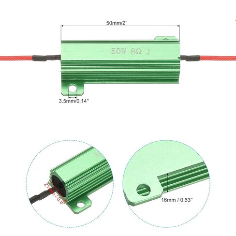 PATIKIL 50W 27 Ohm Aluminum Shell Resistor, 2Pcs Aluminum Housing Resistor with Clips Housed Case Wirewound Resistors Screw Tap Power Resistor, Green in Kuwait
