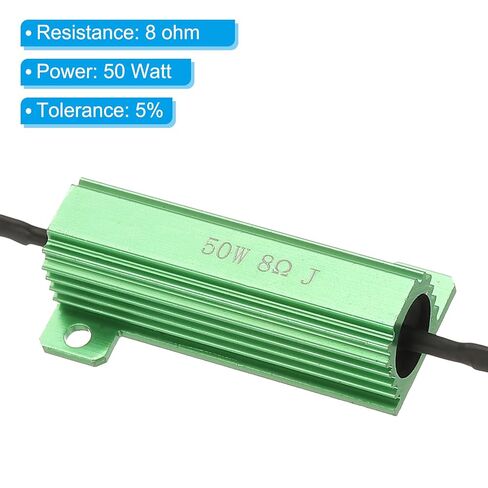 PATIKIL 50W 27 Ohm Aluminum Shell Resistor, 2Pcs Aluminum Housing Resistor with Clips Housed Case Wirewound Resistors Screw Tap Power Resistor, Green in Kuwait
