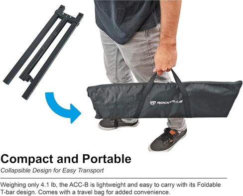 Rockville ACC-B بار إضاءة T-Bar قابلة للطي للحصول على حامل قطب 35 مم ، حقيبة سفر متضمنة ، 4 حوامل ضوئية ، محمولة ، مثالية للدي جي/الأحداث/الأضواء in Saudi Arabia