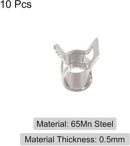 #us 10pcs spring خرطوم المشبك 65mn الصلب 5mm ضغط الهواء منخفضة مقطع النيكل مطلي in Saudi Arabia