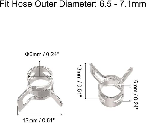 #US 10pcs Spring Hose Clamp 65Mn Steel 6mm Low Pressure Air Clip Nickel Plated in Saudi Arabia