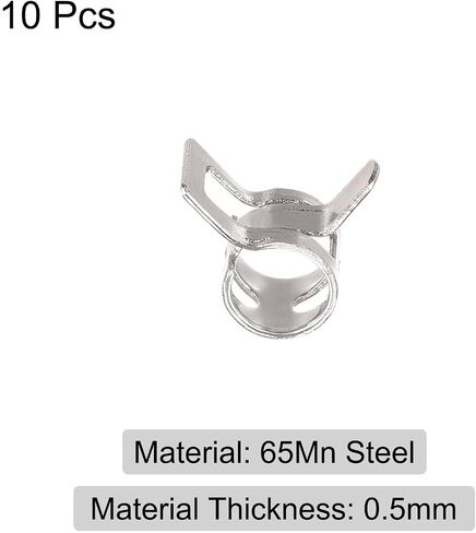 #US 10pcs Spring Hose Clamp 65Mn Steel 6mm Low Pressure Air Clip Nickel Plated in Saudi Arabia