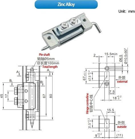 مخفية مفصلات الزنك سبيكة 1pcs in Kuwait