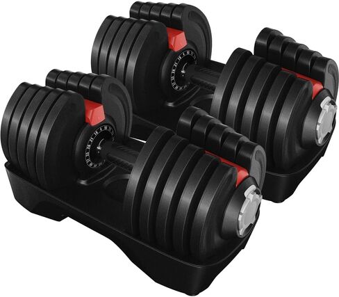 Yaheetech Dummbells قابلة للتعديل مجموعة 28 رطل/40 رطل/52.5 رطل/90 رطل ، زوج ضبط الوزن بسرعة الضبط in Saudi Arabia