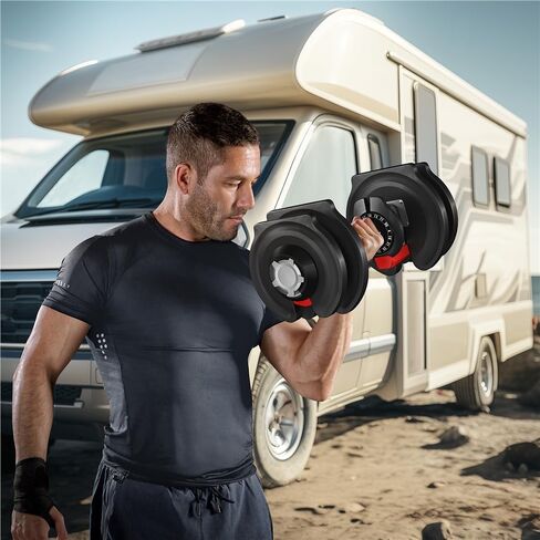 Yaheetech Dummbells قابلة للتعديل مجموعة 28 رطل/40 رطل/52.5 رطل/90 رطل ، زوج ضبط الوزن بسرعة الضبط in Saudi Arabia