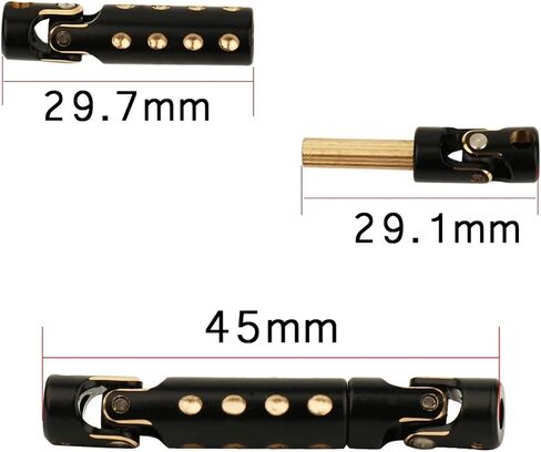 2pc Brass Black Universal Joint Transmission Drive Shaft for Axial SCX24 C10 Ford Bronco 1/24 RC Crawler Car New Upgrade Parts in Saudi Arabia