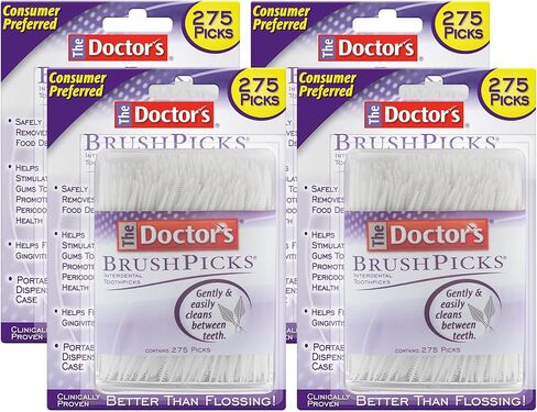 The Doctor's BrushPicks, Interdental Brushes and Dental Pick 2-in-1, Plaque Remover for Teeth, 275 Toothpicks, 4 Pack in Kuwait