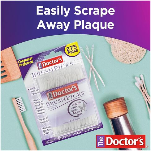 The Doctor's BrushPicks, Interdental Brushes and Dental Pick 2-in-1, Plaque Remover for Teeth, 275 Toothpicks, 4 Pack in Kuwait