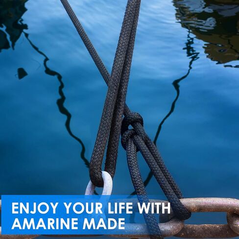 Amarine Made 1/2" X 15’ Dock Lines, 4pcs Boat Dock Lines, 12" Eyelet Boat Ropes with Loop, Boat Rope Docking 968lbs Working Load, Nylon Dock Line with 4840lbs Strength, Boat Ropes for Docking, Black in Saudi Arabia