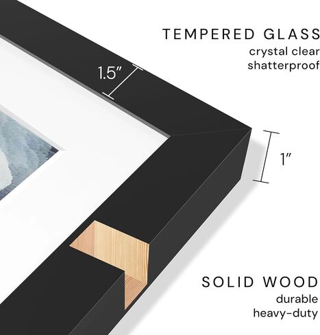 Frame Amo 18x24 White Solid Wood Poster Frame, White Mat for 16x20 Image, Tempered Glass Front, 1.5 inch Wide, and 1 inch Thick in Saudi Arabia