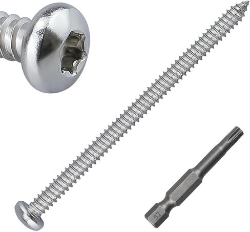 100 pack #10 × 1-1/2/2 "مسامير معدنية الرأس Torx Pan ، الفولاذ المقاوم للصدأ 304 (18/8) ، محرك آمن ، بتورس بتات. in Kuwait