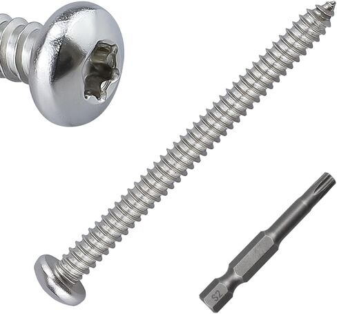100 pack #10 × 1-1/2/2 "مسامير معدنية الرأس Torx Pan ، الفولاذ المقاوم للصدأ 304 (18/8) ، محرك آمن ، بتورس بتات. in Kuwait