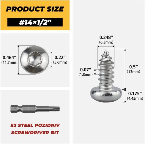 100 pack #10 × 1-1/2/2 "مسامير معدنية الرأس Torx Pan ، الفولاذ المقاوم للصدأ 304 (18/8) ، محرك آمن ، بتورس بتات. in Kuwait