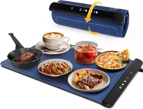 2025 New Food Warming Mat, Silicone Electric Warming Tray, Food Warmers for Parties Buffet - Full Surface Heating, 3 Temperature Settings, Foldable, Food Heating Mat for Gatherings, Family, Everyday in Saudi Arabia
