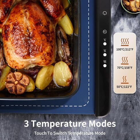 2025 New Food Warming Mat, Silicone Electric Warming Tray, Food Warmers for Parties Buffet - Full Surface Heating, 3 Temperature Settings, Foldable, Food Heating Mat for Gatherings, Family, Everyday in Saudi Arabia