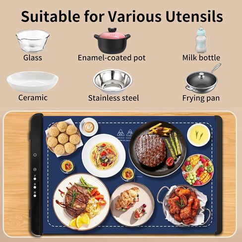 2025 New Food Warming Mat, Silicone Electric Warming Tray, Food Warmers for Parties Buffet - Full Surface Heating, 3 Temperature Settings, Foldable, Food Heating Mat for Gatherings, Family, Everyday in Saudi Arabia