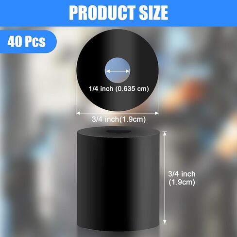 40 Pcs Black Rubber Spacers, Multi Purpose Rubber Spacer 3/4Inch OD x 1/4Inch ID x 3/4Inch Thickness, Rubber Bushing Anti Vibration Spacer Thick Rubber Washers for Vibration, Bolts, Home, Car Accessor in Saudi Arabia