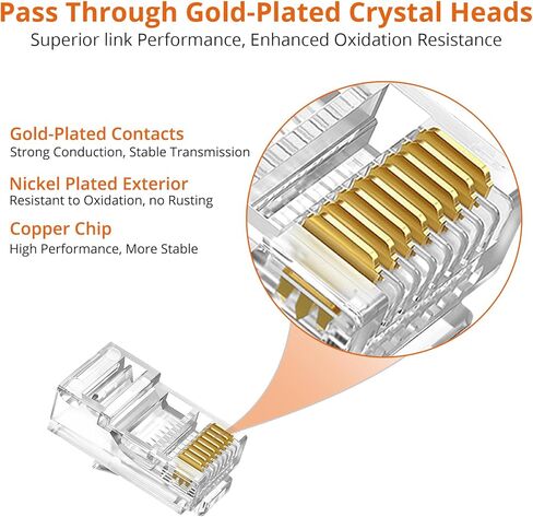 PROSTER RJ45 TOURN CRREM - أداة القطع المتطرفة لجريمة RJ45 CAT5 CAT5 CAT5E PASS -THRU مع 50PCS CAT6 تمريرة من خلال أغطية الموصلات وأغلفة الحماية ، 1 مساءً سلكي سلك in Kuwait