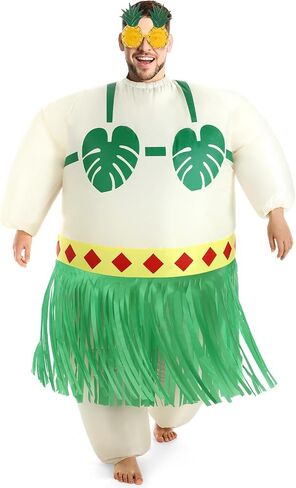 Geiserairailie قابلة للنفخ في Luau Hula Skirt زي للبالغين تفجير أزياء الحفلات في هاواي لبدلة كرنفال شاطئية مضحكة in Saudi Arabia