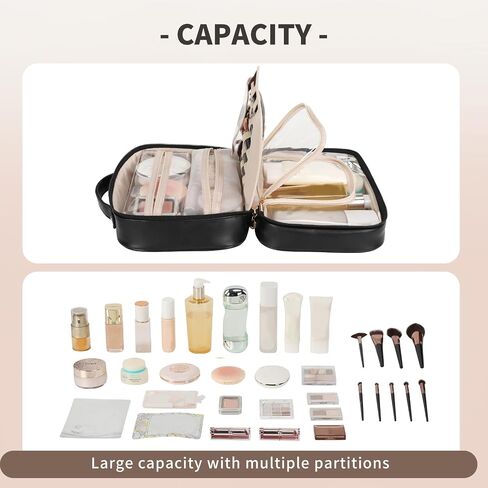RIGHT AWAY Travel Toiletry Bag for Women, Makeup Bag& Cases, Waterproof Makeup Organizer Cosmetic Bag with Compartments,Portable Make Up Bag for Travel Size Toiletries,Skincare,Brushes Set,Pink in Kuwait