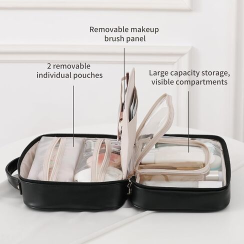 RIGHT AWAY Travel Toiletry Bag for Women, Makeup Bag& Cases, Waterproof Makeup Organizer Cosmetic Bag with Compartments,Portable Make Up Bag for Travel Size Toiletries,Skincare,Brushes Set,Pink in Kuwait