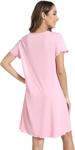 Nachila Lightgowns-Viscose مصنوعة من الخيزران ، ناعم قصير الأكمام ثوب النوم المريح V قميص Night Night Sleepwear in Saudi Arabia
