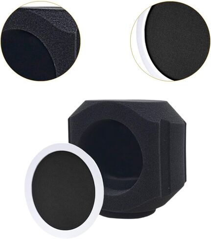 Mic Soundproof Cover High Density Absorbent Sound-absorbing Reflection Filter Acoustic Filter Sound Shield Foam for Indoor Outdoor Recording Studios,Recording Equipment, Black in Saudi Arabia