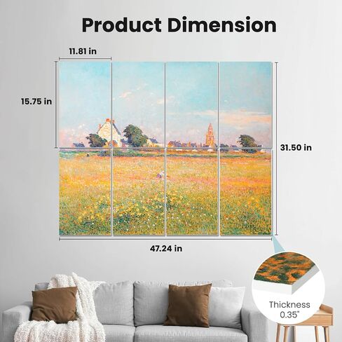 48" x 32" Art Acoustic Wall Panels, Self-Adhesive Noise Dampening Panels for Walls, Decorative Acoustic Tiles for Home, Offices, Recording Studio Acoustical Treatments, 8 Pack, Spring Mountains in Saudi Arabia