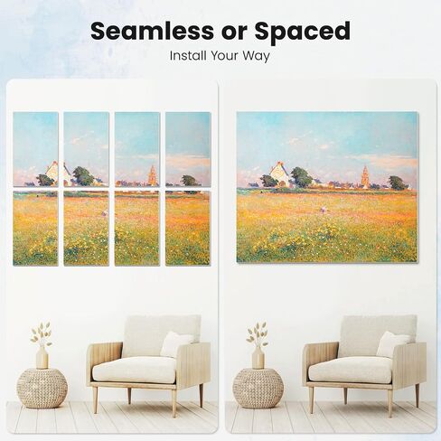 48" x 32" Art Acoustic Wall Panels, Self-Adhesive Noise Dampening Panels for Walls, Decorative Acoustic Tiles for Home, Offices, Recording Studio Acoustical Treatments, 8 Pack, Spring Mountains in Saudi Arabia