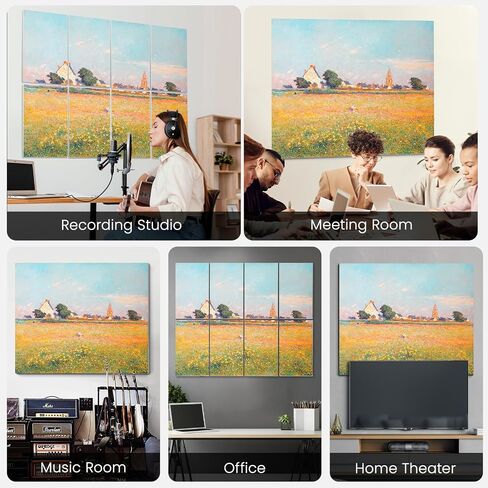 48" x 32" Art Acoustic Wall Panels, Self-Adhesive Noise Dampening Panels for Walls, Decorative Acoustic Tiles for Home, Offices, Recording Studio Acoustical Treatments, 8 Pack, Spring Mountains in Saudi Arabia