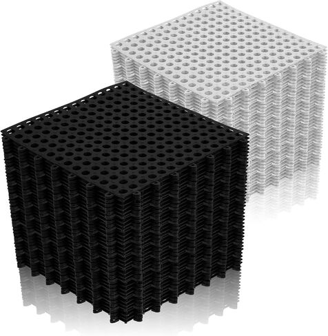 50 Pcs Drainage Interlocking Floor Tiles, 12'' x 12'' Soft TPE Non Slip Shower Floor Tiles for Pool Bathroom Shower Balcony Patio Locker Room Basement Stairs(Black and White) in Kuwait