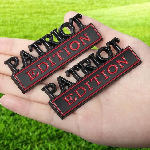 2Pack Patriot Edition Edition Car مع 4 مواد لاصقة ، شارة ثلاثية الأبعاد للشاحنات ، استبدال الملصقات المعدنية متوافقة مع مركبة عالمية ، هدايا مخضرمة للرجال (Silver & Black) in Kuwait