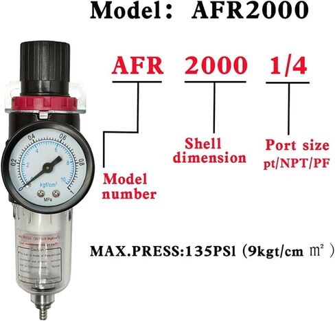 1pcs AFR-2000 G1/4 Pneumatic Air Filter Regulator Compressor Oil Water Separation Treatment Unit Pressure Switches AFR200 Gauge in Saudi Arabia