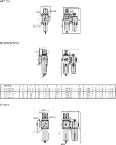 GFC200-6 FRL AIR TREATH AIR AIR COMPLITER AIR LUPRITATOR (GFC200-08) in Kuwait