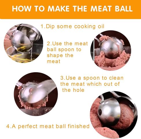 Generic 2-Pack Meatball Maker Scoops, Non-Stick, Stainless Steel 304, Anti-Slip Handles, 1.45' & 1.8' Sizes in Saudi Arabia