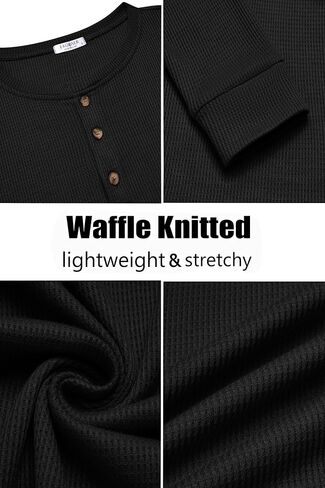 Ekouaer Mens Henley Long Sleeve Derts Waffle T-Shirt Lightweight Undershirts S-XXL in Saudi Arabia