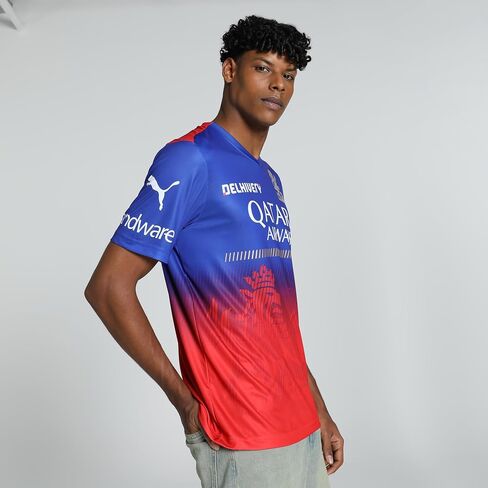 PUMA X RCB 2024 MEN IPL IPL Replica Jersey-Royal Challengers Bangalore Cricket T-Shirt ، نوبة منتظمة ، كم قصيرة in Saudi Arabia