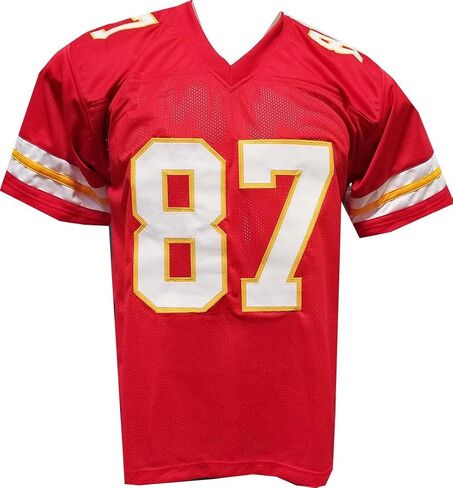 Custom Stitched Sewn Red Kelce Youth Medium Jersey in Saudi Arabia