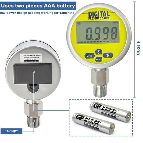 10000psi مقياس الضغط الرقمي 80 مم دقة عالية الدقة 0.4 ٪ FS Manometer Hydraulic 1/4 '' npt thread in Saudi Arabia